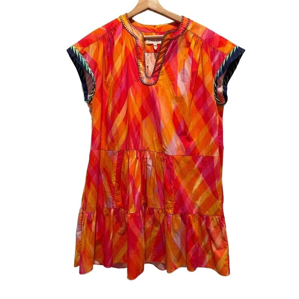 SOLD OUT SALONI Ashley-B Tunic Dress Sunset US 6 Geometric Bohemian Resort EUC - Picture 4 of 12